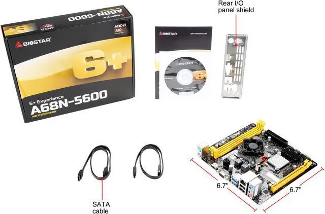 Alt view image 7 of 6 - BIOSTAR A68N-5600 AMD A10-4655 (Quad-core 2.0G, turbo 2.8G) Processor AMD A70M Mini ITX Motherboard / CPU / VGA Combo