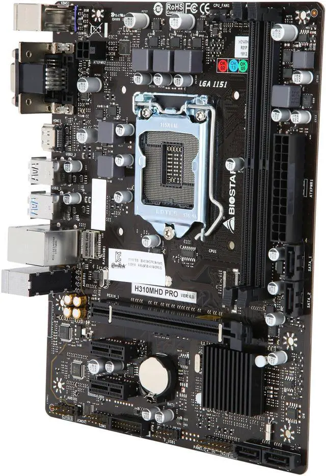 Alt view image 2 of 6 - BIOSTAR H310MHD PRO LGA 1151 (300 Series) Intel H310 HDMI USB 3.1 Micro ATX Intel Motherboard