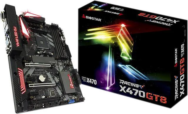 Alt view image 4 of 4 - BIOSTAR X470GT8 AM4 AMD X470 USB 3.1 HDMI ATX AMD Motherboard