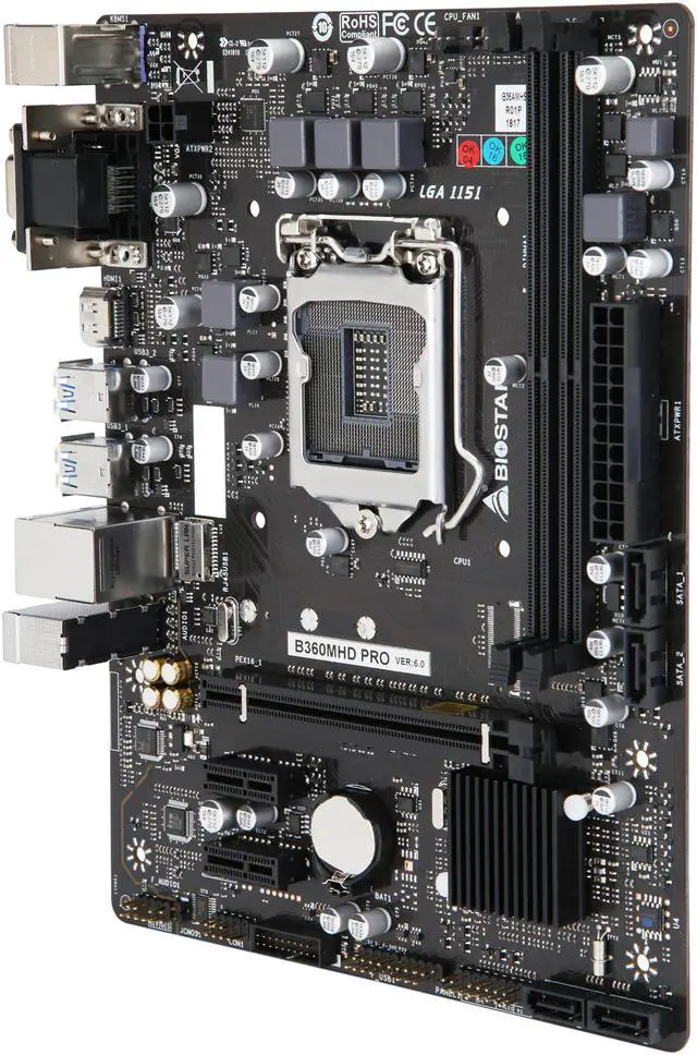 Alt view image 2 of 6 - BIOSTAR B360MHD PRO LGA 1151 (300 Series) Intel B360 HDMI USB 3.1 Micro ATX Intel Motherboard
