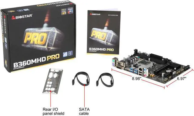 Alt view image 6 of 6 - BIOSTAR B360MHD PRO LGA 1151 (300 Series) Intel B360 HDMI USB 3.1 Micro ATX Intel Motherboard