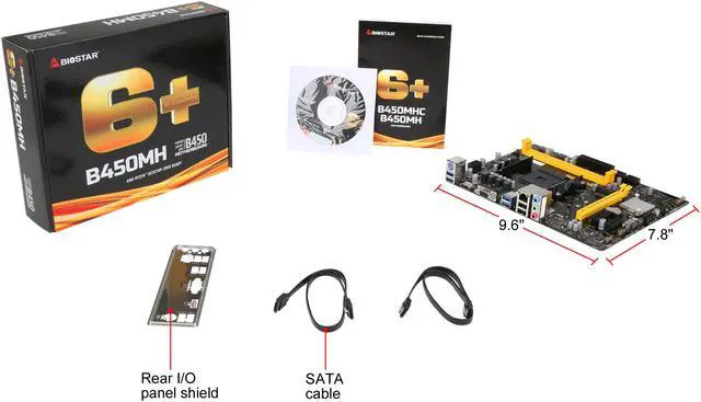 Alt view image 6 of 7 - BIOSTAR B450MH AM4 AMD B450 Micro ATX AMD Motherboard
