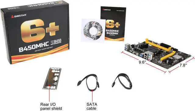 Alt view image 6 of 6 - BIOSTAR B450MHC AM4 AMD B450 USB 3.1 HDMI Micro ATX AMD Motherboard