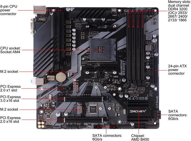 Alt view image 2 of 7 - BIOSTAR B450GT AM4 AMD B450 Micro ATX AMD Motherboard