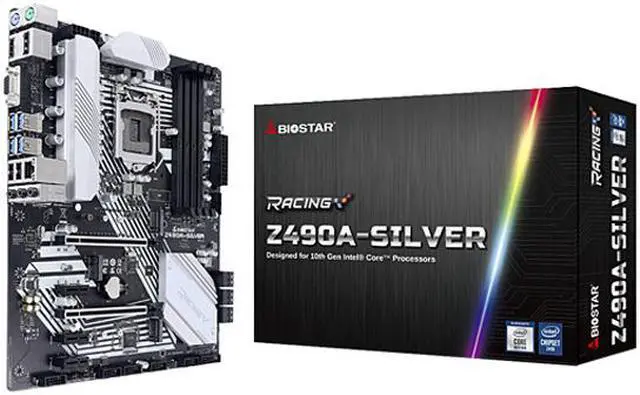 Alt view image 4 of 5 - BIOSTAR RACING Z490A-SILVER LGA 1200 Intel Z490 ATX Intel Motherboard