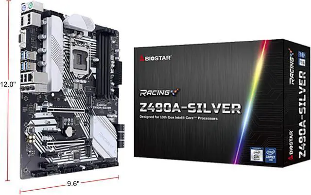 Alt view image 5 of 5 - BIOSTAR RACING Z490A-SILVER LGA 1200 Intel Z490 ATX Intel Motherboard