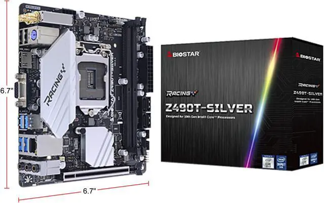 Alt view image 6 of 6 - BIOSTAR RACING Z490T-SILVER LGA 1200 Intel Z490 Mini ITX Intel Motherboard