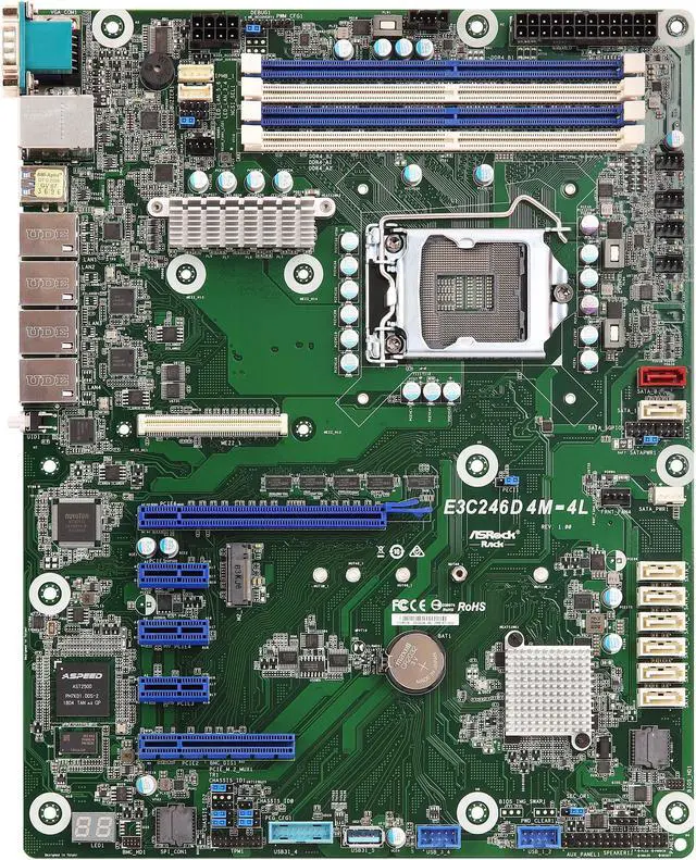 Main image of AsRock Rack E3C246D4M-4L ATX Server Motherboard LGA 1151 Intel C246 with 4 GLAN