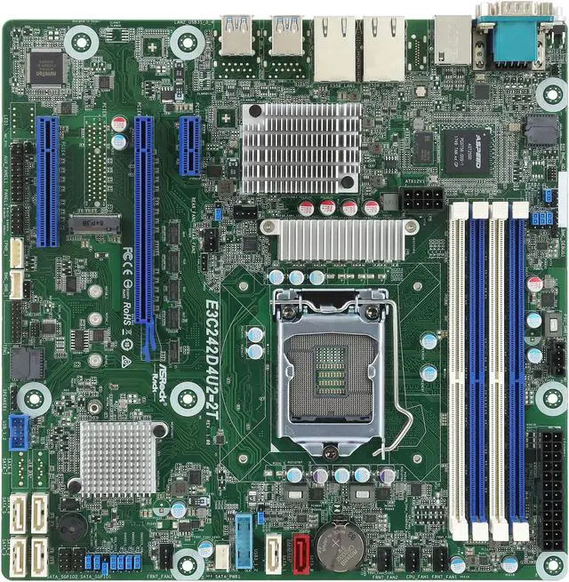 Alt view image 2 of 6 - AsRock Rack E3C242D4U2-2T Micro ATX Server Motherboard LGA 1151 Intel C242 Dual 10 GLAN