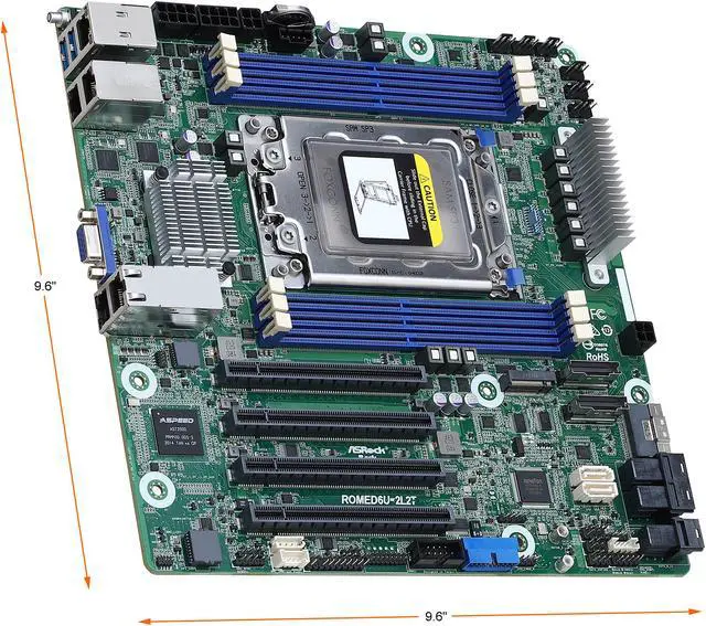 Alt view image 4 of 6 - AsRock Rack ROMED6U-2L2T Micron-ATX Server Motherboard AMD SP3 (LGA4094) EPYC 7002 and 7001 series