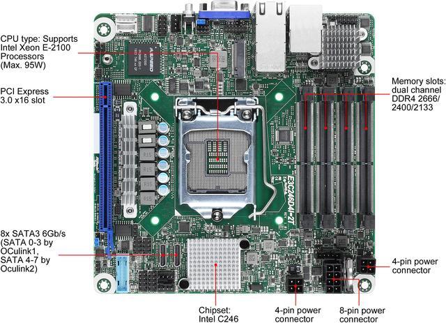 AsRock Rack E3C246D4I-2T Mini-ITX Server Motherboard Intel