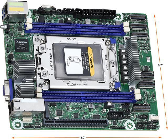 Alt view image 3 of 5 - AsRock Rack ROMED4ID-2T Proprietary (Deep mini-ITX) Server Motherboard Socket SP3