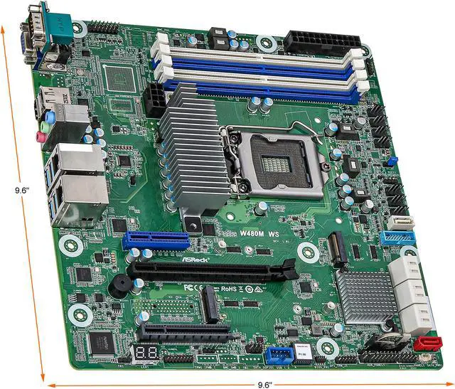 Alt view image 4 of 6 - AsRock Rack W480M WS mATX Workstation Motherboard Intel LGA 1200 Xeon W-1200 W480