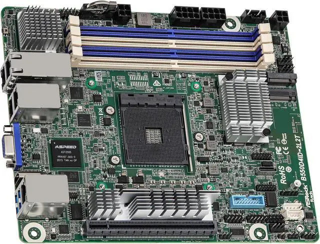 Alt view image 3 of 7 - AsRock Rack B550D4ID-2L2T Deep mini-ITX Server Motherboard AMD Ryzen 5000 Series AM4 (PGA 1331) B550 Dual 1GbE+10GbE