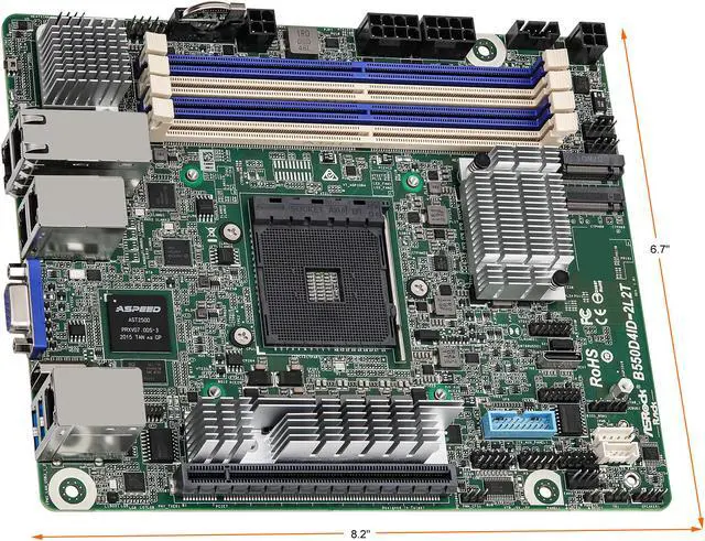 Alt view image 4 of 7 - AsRock Rack B550D4ID-2L2T Deep mini-ITX Server Motherboard AMD Ryzen 5000 Series AM4 (PGA 1331) B550 Dual 1GbE+10GbE