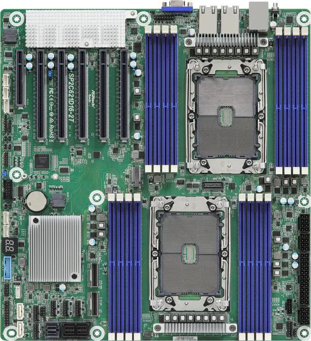Alt view image 4 of 4 - AsRock Rack SP2C621D16-2T EEB Server Motherboard,Dual Socket P+ (LGA 4189), supports 3rd Gen Intel® Xeon® Scalable processors