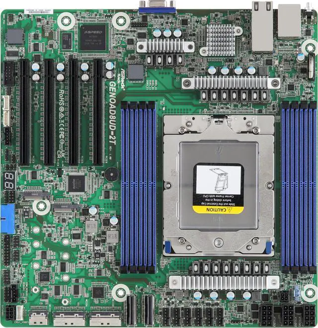 Alt view image 4 of 4 - AsRock Rack GENOAD8UD-2T/X550 Deep Micro-ATX Server Motherboard Single Socket SP5 (LGA 6096) AMD EPYC™ 9004 series processors Dual 10G Lan