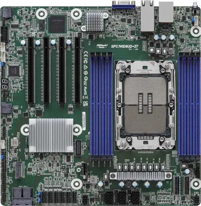 Alt view image 4 of 4 - ASRock Rack SPC741D8UD-2T/X550 Deep Micro-ATX Server Motherboard Single Socket 4th Gen Intel® Xeon® Scalable Processors (LGA 4677) C741 4 PCIe gen5 Dual 10G Lan