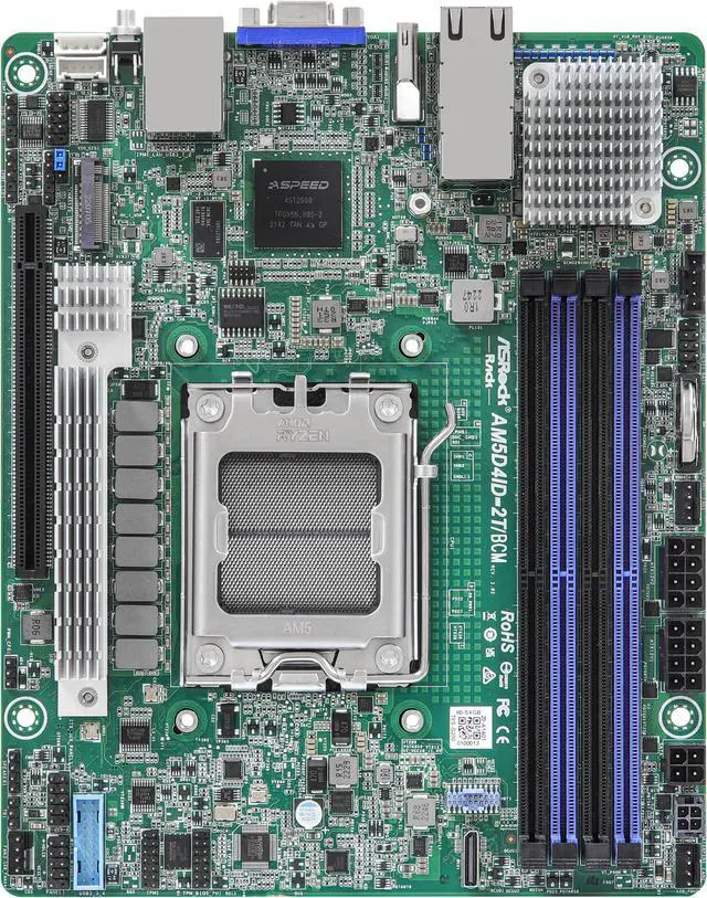 Alt view image 2 of 4 - ASRock Rack AM5D4ID-2T/BCM Deep mini-ITX Server Motherboard AMD Ryzen 7000 AM5 (LGA 1718)  KNOLL3 X300  Dual 10G LAN