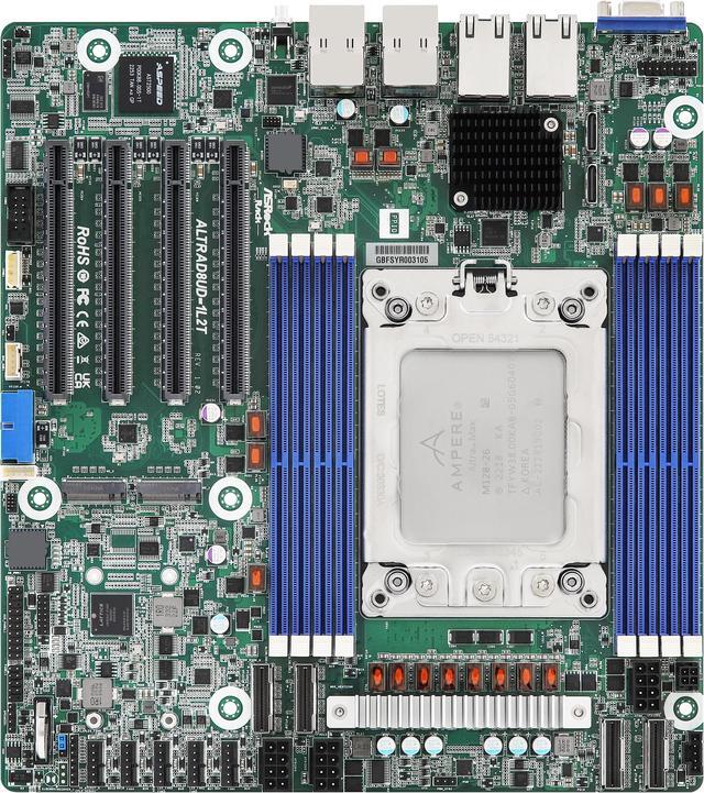 Main image of Asrock Rack Ampere Altra Bundle ALTRAD8UD-1L2T Deep Micro-ATX Server Motherboard Single Socket (LGA 4926) with Ampere Altra M128-26 128 cores & 2U passive cooler, Dual 10G - Integrated by Asrock Rack