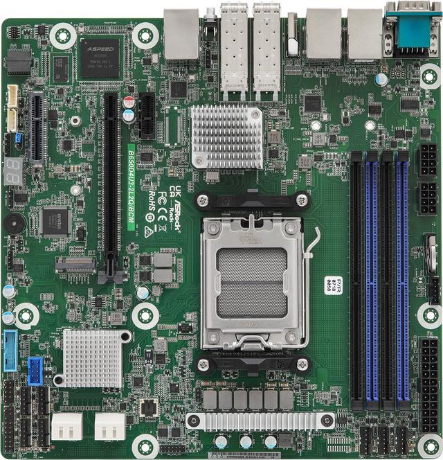 Alt view image 2 of 4 - ASRock Rack Server Motherboard B650D4U3-2L2Q/BCM Micro-ATX AMD EPYC™ 4004 and AMD Ryzen™ 9000/8000/7000 Series Dual SFP28 (25GbE)