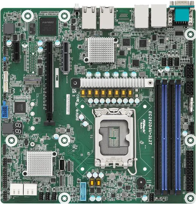 Alt view image 4 of 4 - ASRock rack EC262D4U-2L2T Micro-ATX Server Motherboard, Intel® Xeon® 6300-series, Xeon® E-2400 series, and Pentium® Gold G7400/G7400T processors