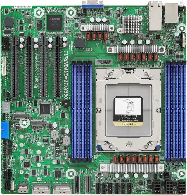 Alt view image 2 of 4 - ASRock Rack Server Motherboard TURIND8UD-2T/X550 Deep-Micro ATX Single Socket SP5 (LGA 6096), supports AMD EPYC 9005/9004 (with AMD 3D V-Cache Technology) and 97x4 series processors 10GbE - OEM