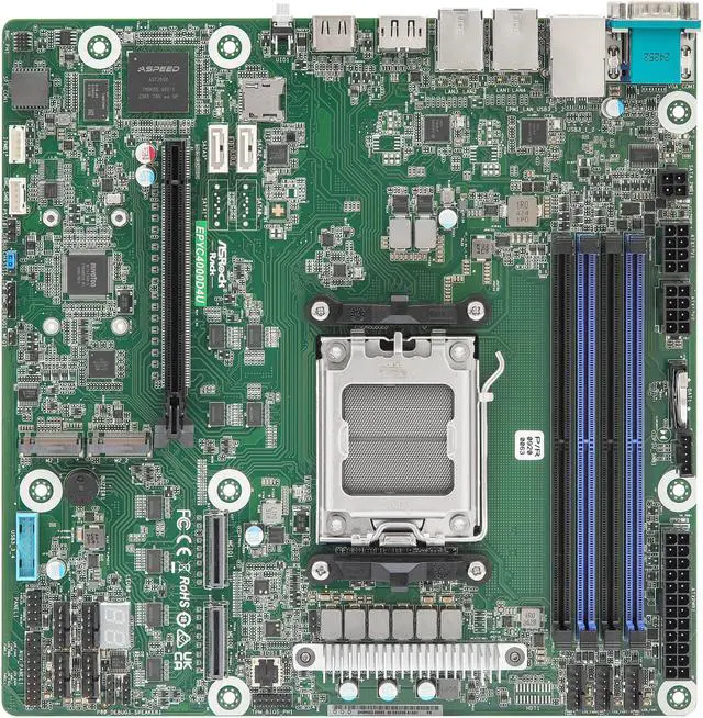 Alt view image 2 of 4 - ASRock Rack Server Motherboard EPYC4000D4U Micro-ATX Single Socket AMD EPYC 4005/4004 and AMD Ryzen 9000/8000/7000 series Processors