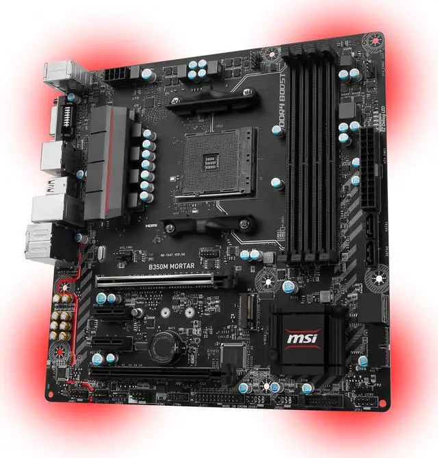 Alt view image 2 of 6 - MSI B350M MORTAR AM4 AMD B350 USB 3.1 HDMI Micro ATX AMD Motherboard