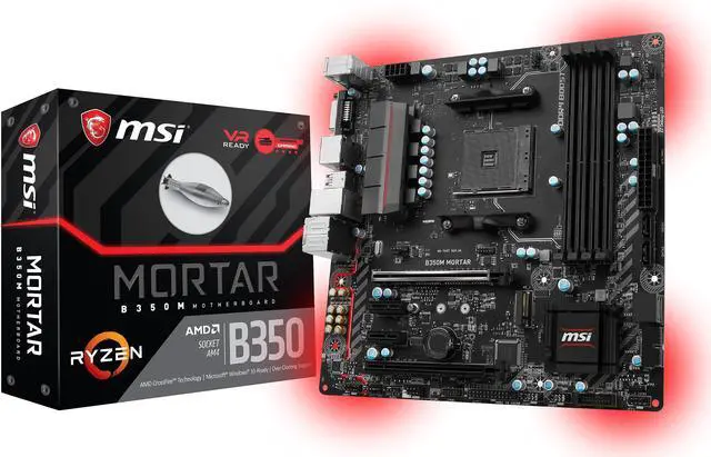 Alt view image 6 of 6 - MSI B350M MORTAR AM4 AMD B350 USB 3.1 HDMI Micro ATX AMD Motherboard