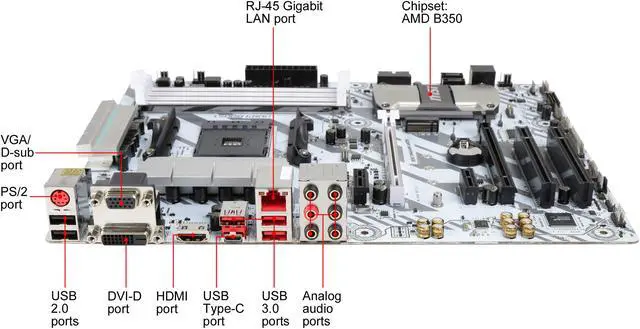 Alt view image 2 of 5 - MSI B350 TOMAHAWK ARCTIC AM4 AMD B350 SATA 6Gb/s USB 3.1 HDMI ATX Motherboards - AMD