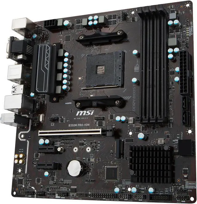 Alt view image 3 of 6 - MSI B350M PRO-VDH AM4 AMD B350 USB 3.1 HDMI Micro ATX AMD Motherboard