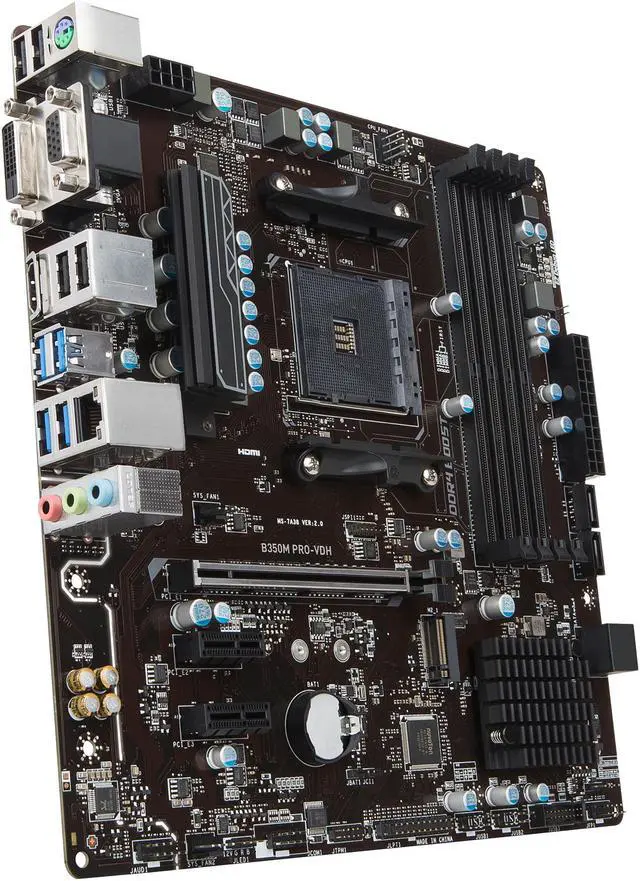 Alt view image 5 of 6 - MSI B350M PRO-VDH AM4 AMD B350 USB 3.1 HDMI Micro ATX AMD Motherboard