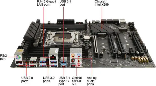 Alt view image 7 of 10 - MSI X299 RAIDER LGA 2066 Intel X299 USB 3.1 ATX Intel Motherboard