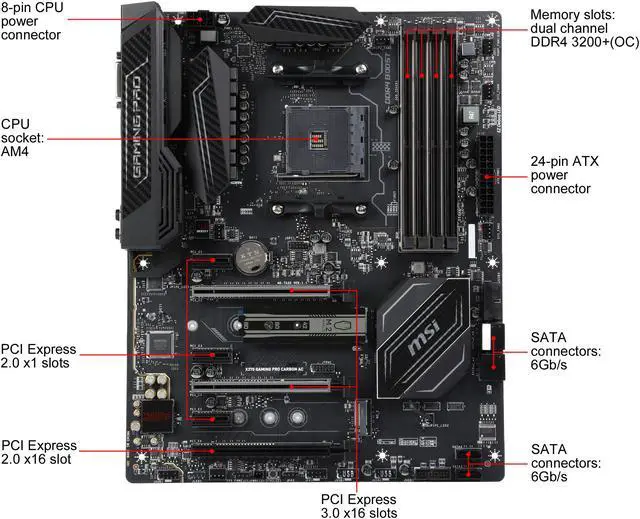 Alt view image 5 of 6 - MSI X370 GAMING PRO CARBON AC AM4 AMD X370 USB 3.1 HDMI ATX AMD Motherboard