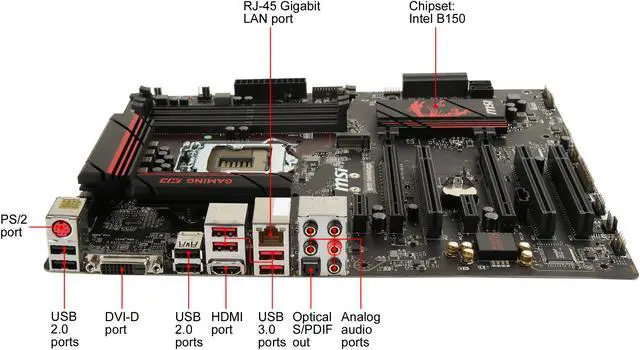 Alt view image 2 of 5 - MSI B150 Gaming M3 LGA 1151 Intel B150 HDMI SATA 6Gb/s USB 3.1 ATX Intel Motherboard