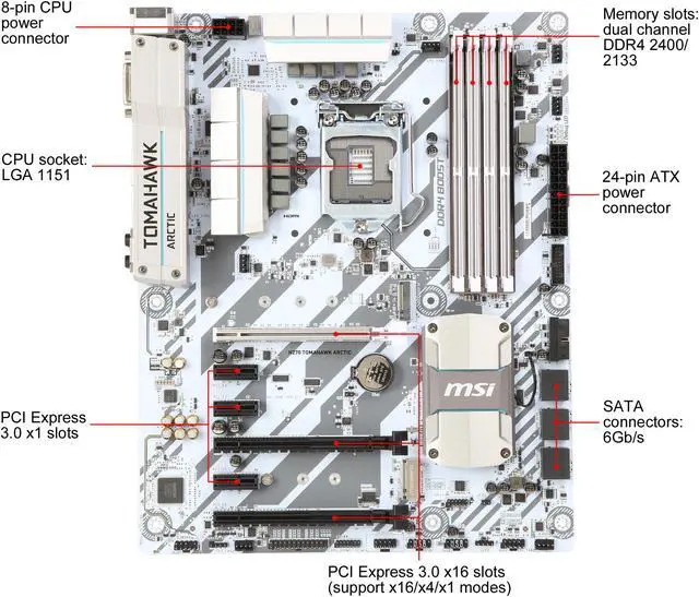 Alt view image 3 of 12 - MSI H270 TOMAHAWK ARCTIC LGA 1151 Intel H270 HDMI USB 3.1 ATX Motherboards - Intel