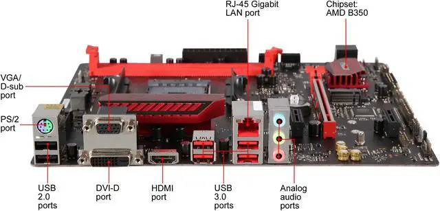 Alt view image 2 of 6 - MSI PERFORMANCE GAMING B350M Gaming PRO AM4 AMD B350 Micro ATX AMD Motherboard