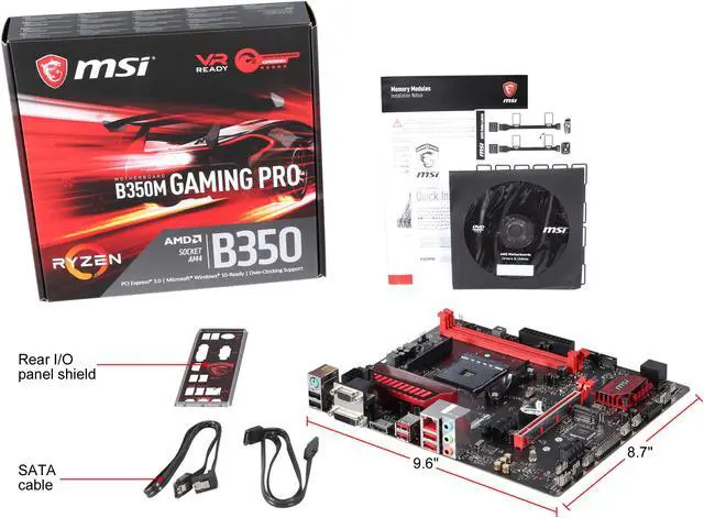 Alt view image 6 of 6 - MSI PERFORMANCE GAMING B350M Gaming PRO AM4 AMD B350 Micro ATX AMD Motherboard