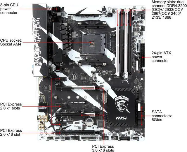 Alt view image 3 of 6 - MSI MSI-X370KRAITGAMING-RFB AM4 AMD X370 USB 3.1 HDMI ATX AMD Motherboard