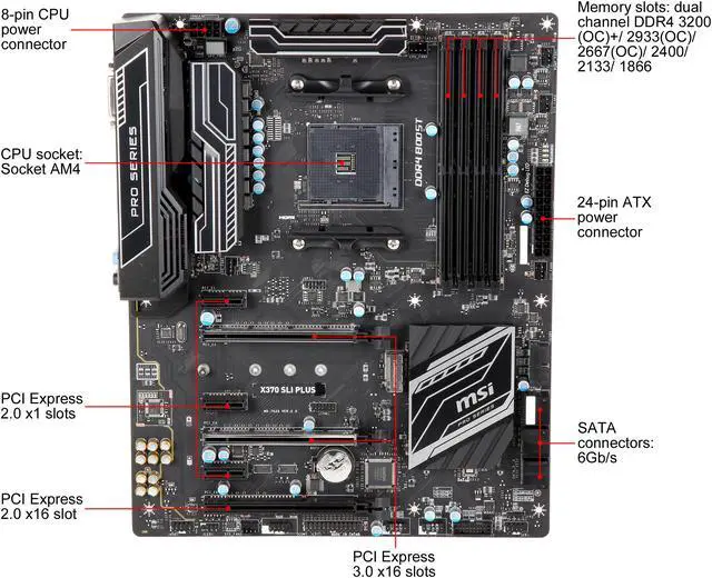 Alt view image 4 of 7 - MSI PRO X370 SLI PLUS AM4 AMD X370 USB 3.1 HDMI ATX AMD Motherboard