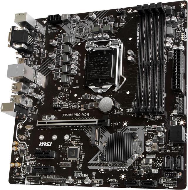 Alt view image 4 of 8 - MSI PRO B360M PRO-VDH LGA 1151 (300 Series) Intel B360 Micro ATX Intel Motherboard