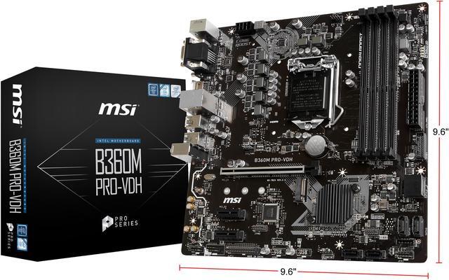 Alt view image 8 of 8 - MSI PRO B360M PRO-VDH LGA 1151 (300 Series) Intel B360 Micro ATX Intel Motherboard
