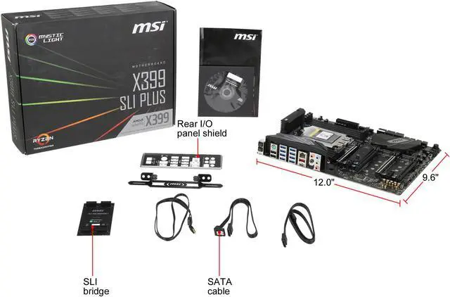 Alt view image 7 of 6 - Recertified MSI X399 SLI PLUS sTR4 AMD X399 SATA 6Gb/s USB 3.1 ATX Motherboards - AMD for Ryzen Threadripper