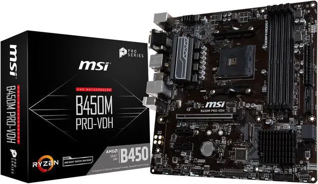 Alt view image 6 of 6 - MSI B450M PRO-VDH AM4 AMD B450 USB 3.1 HDMI AMD Motherboard
