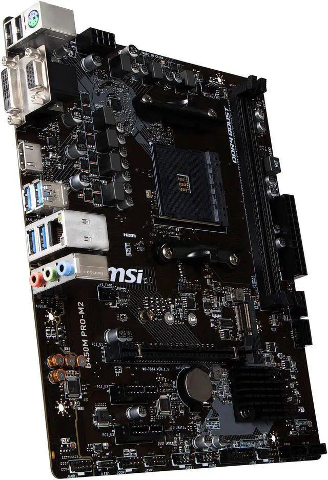 Alt view image 4 of 9 - MSI PRO B450M PRO-M2 AM4 AMD B450 USB 3.1 HDMI Micro ATX AMD Motherboard
