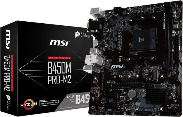 Alt view image 8 of 9 - MSI PRO B450M PRO-M2 AM4 AMD B450 USB 3.1 HDMI Micro ATX AMD Motherboard