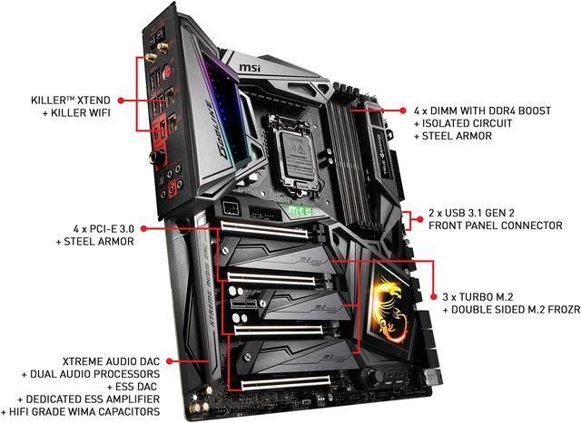 Alt view image 5 of 8 - MSI MEG Z390 GODLIKE LGA 1151 (300 Series) Intel Z390 USB 3.1 Extended ATX Intel Motherboard