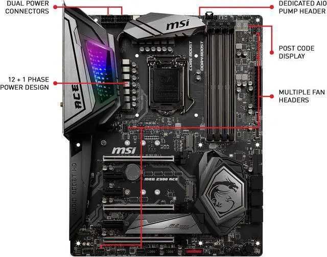 Alt view image 3 of 8 - MSI MEG Z390 ACE LGA 1151 (300 Series) Intel Z390 USB 3.1 ATX Intel Motherboard