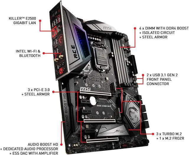 Alt view image 5 of 8 - MSI MEG Z390 ACE LGA 1151 (300 Series) Intel Z390 USB 3.1 ATX Intel Motherboard